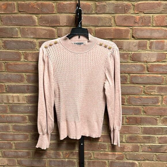 ADRIANA Papeil Women's Rose Pullover Puff Sleeve Sweater Size Large NEW - Picture 1 of 5